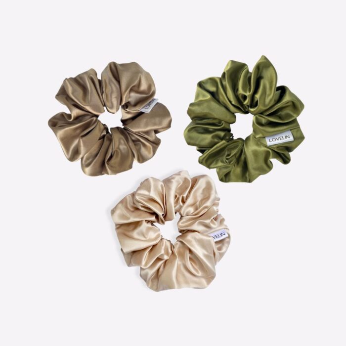 BROWN GOLD x3 SCRUNCHIES SET
